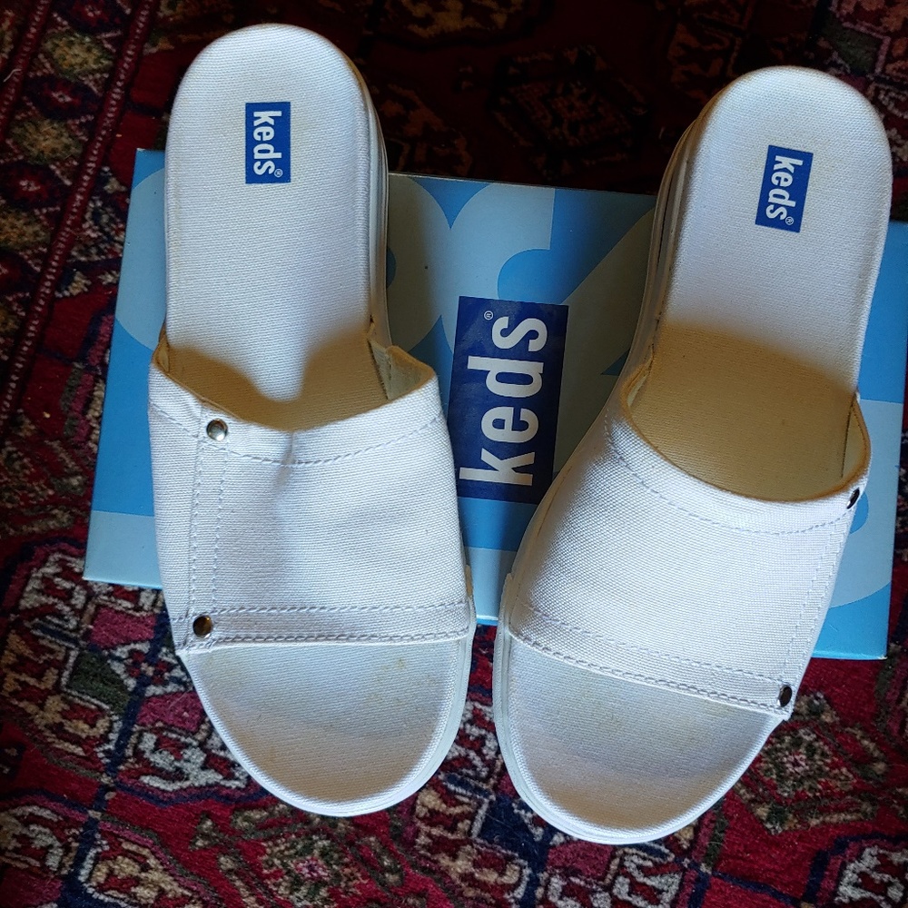 Womens Keds White Slide Boat Shoes Size 7.5